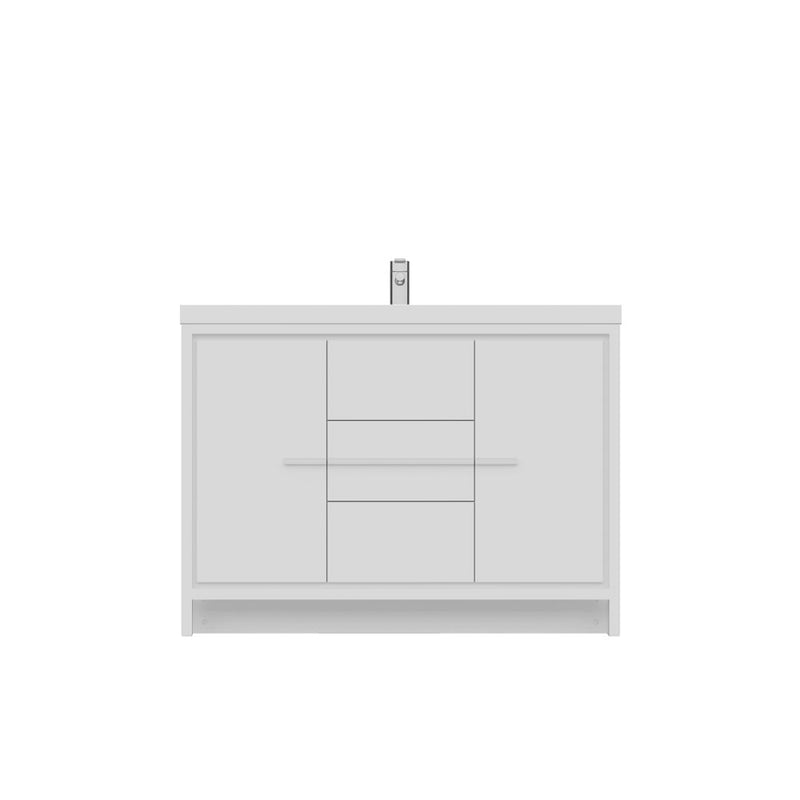 Alya Bath Sortino 48" Single White Modern Freestanding  Bathroom Vanity With Acrylic Top and Integrated Sink - AB-MD648-W - Backyard Provider