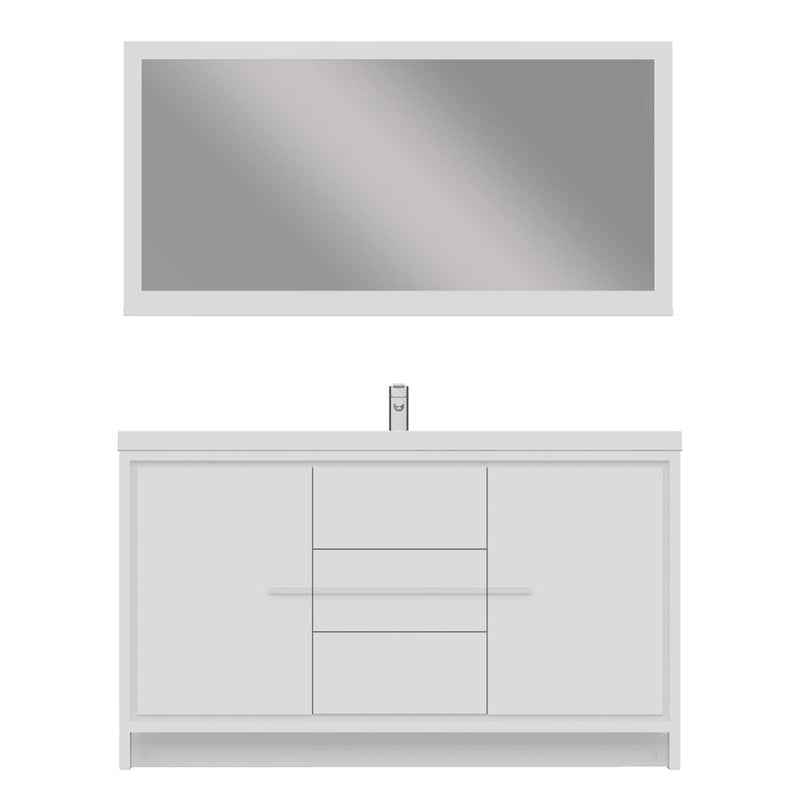 Alya Bath Sortino 60" Single White Modern Freestanding  Bathroom Vanity With Acrylic Top and Integrated Sink - AB-MD660S-W - Backyard Provider