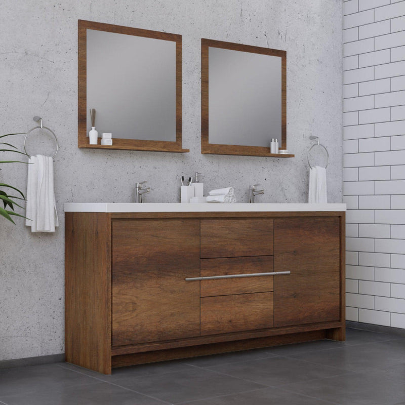 Alya Bath Sortino 72" Double Rosewood  Modern Freestanding  Bathroom Vanity With Acrylic Top and Integrated Sink - AB-MD672-RW - Backyard Provider