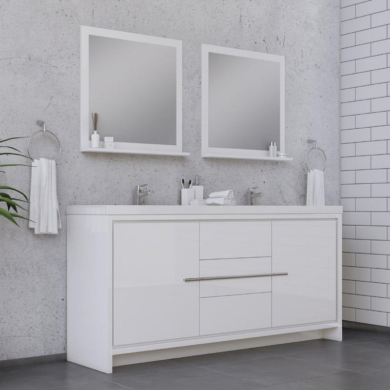 Alya Bath Sortino 72"  Double White Modern Freestanding  Bathroom Vanity With Acrylic Top and Integrated Sink - AB-MD672-W - Backyard Provider