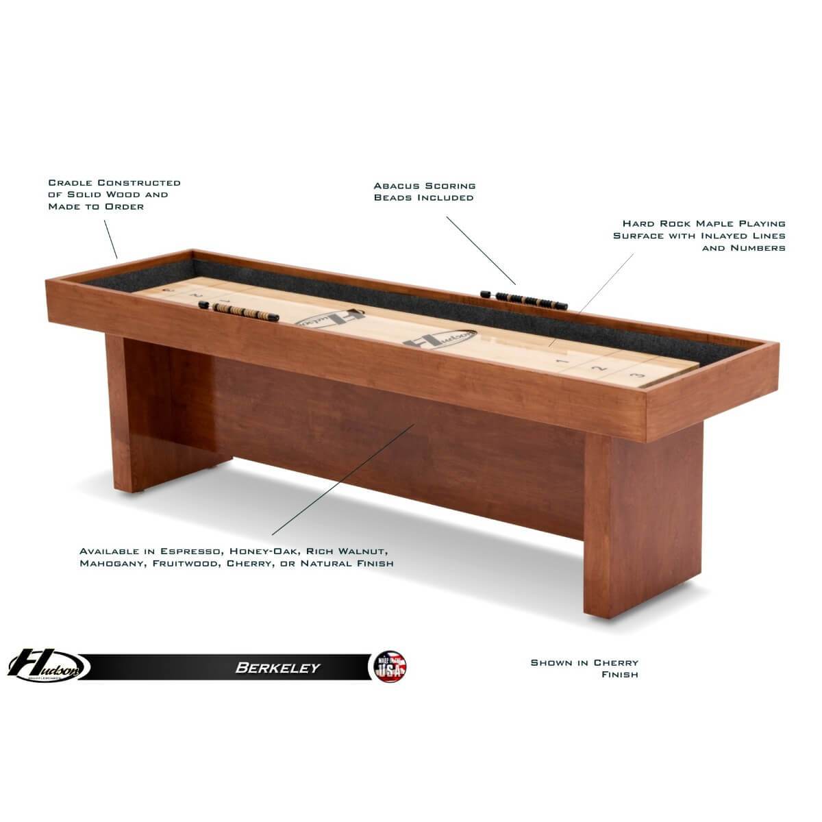 Hudson Berkeley Shuffleboard Table 9'-22' with Custom Stains