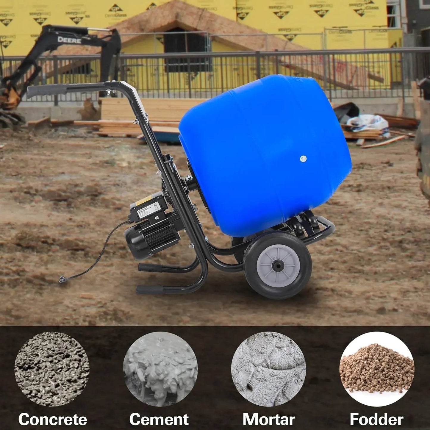 BILT HARD 4 Cu.Ft. Electric Cement Mixer, Heavy Duty Portable - TCA-0053