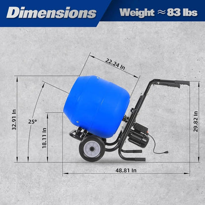 BILT HARD 4 Cu.Ft. Electric Cement Mixer, Heavy Duty Portable - TCA-0053