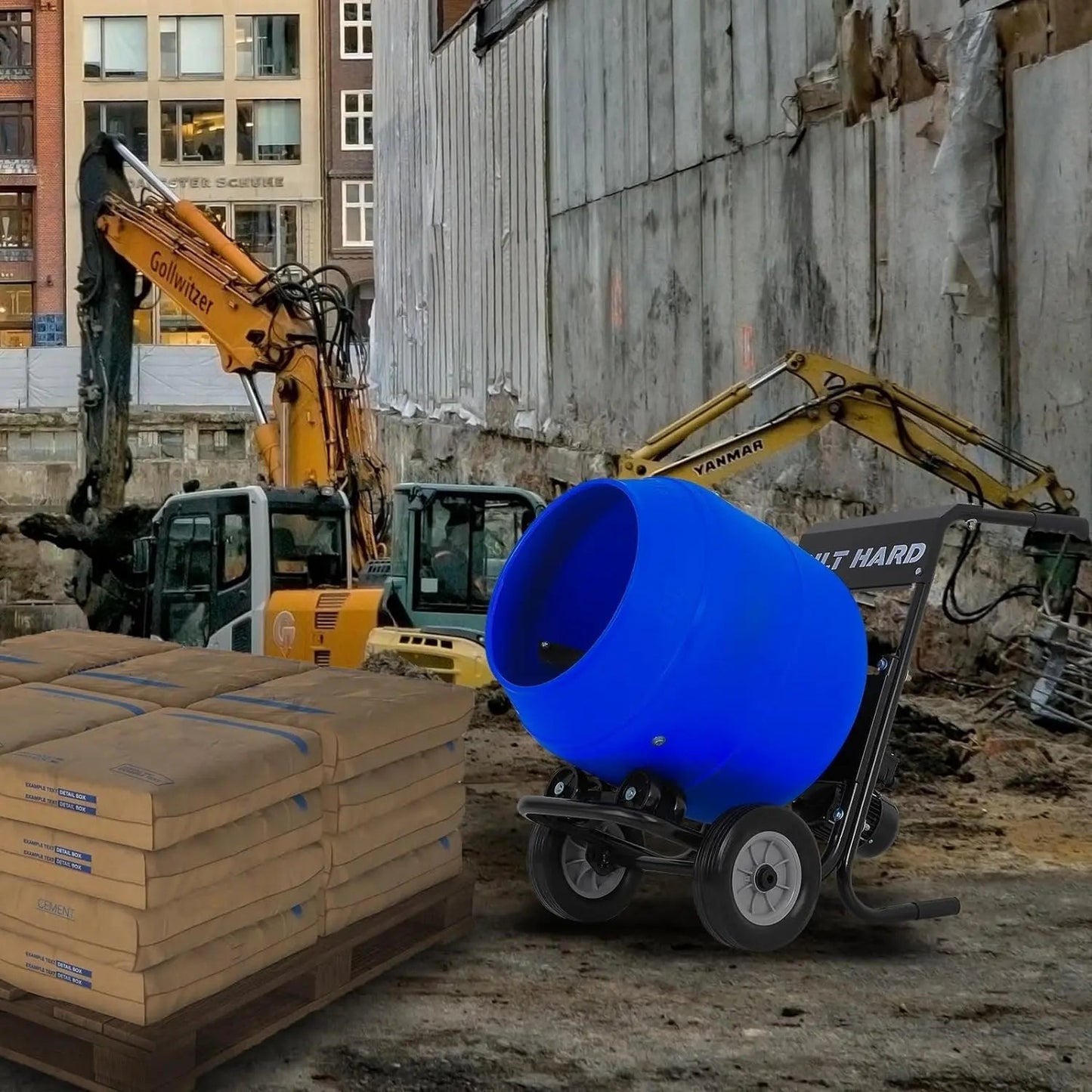 BILT HARD 4 Cu.Ft. Electric Cement Mixer, Heavy Duty Portable - TCA-0053