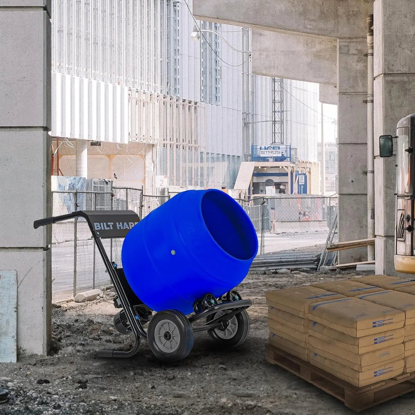 BILT HARD 4 Cu.Ft. Electric Cement Mixer, Heavy Duty Portable - TCA-0053