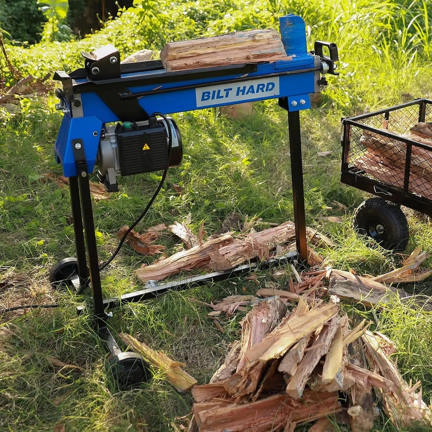 BILT HARD Log Splitter 6.5 Ton with Stand, Wood Electric Powered, Hydraulic Ram, Firewood Splitting Machine Black Stand Wood Splitter - TLA-0102