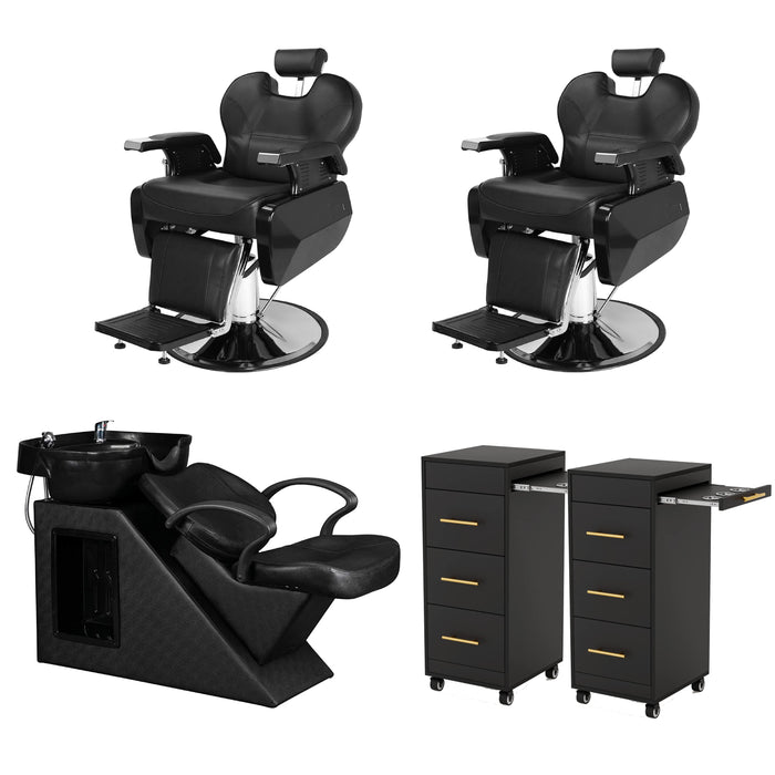 OmySalon 2 Operator Basic Mobile Barber Package Black - BP4-2B