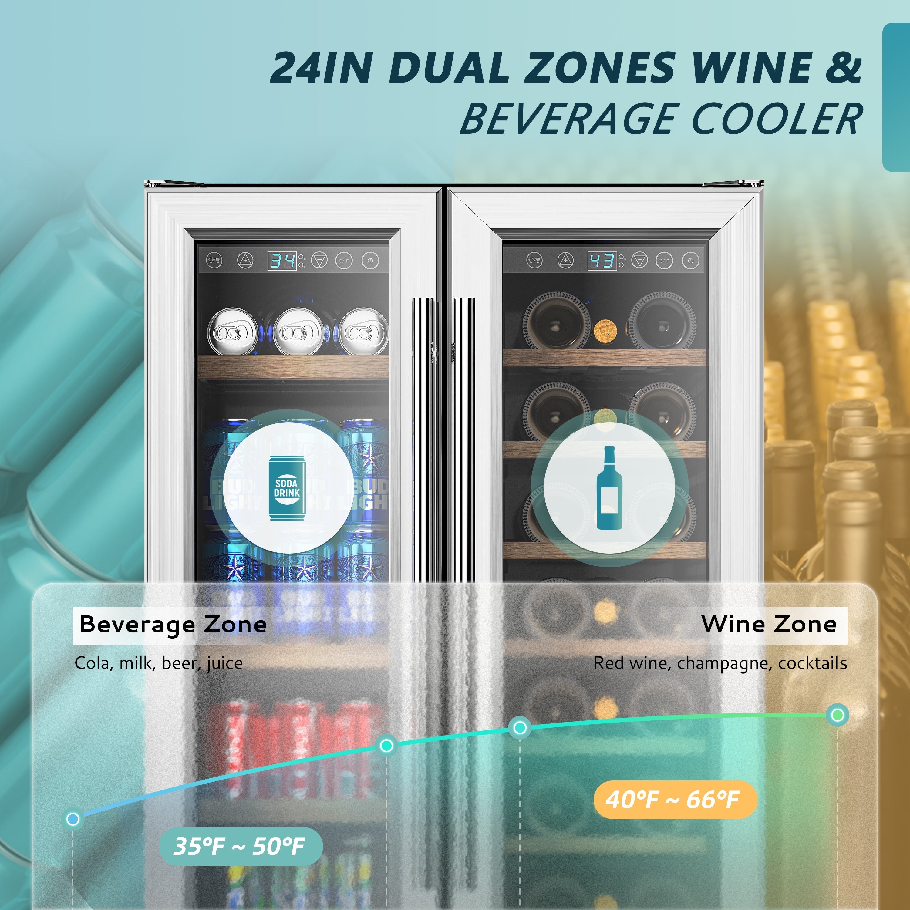 EUHOMY Beverage Refrigerator Under Counter Beer Fridge Large Capacity Wine Cooler - BRU-04