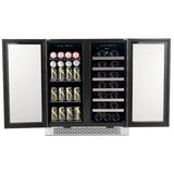 Whynter 30" Built-In French Door Dual Zone 33 Bottle Wine Refrigerator 88 Can Beverage Center BWB-3388FDS