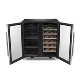 Whynter 30" Built-In French Door Dual Zone 33 Bottle Wine Refrigerator 88 Can Beverage Center BWB-3388FDS