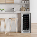 Whynter 15 inch Built-In 33 Bottle Undercounter Stainless Steel Wine Refrigerator with Reversible Door, Digital Control, Lock and Carbon Filter BWR-308SB