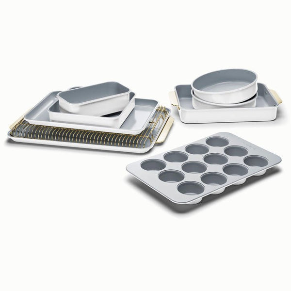 Caraway Complete Bakeware Set in White with Gold Accents - Backyard Provider