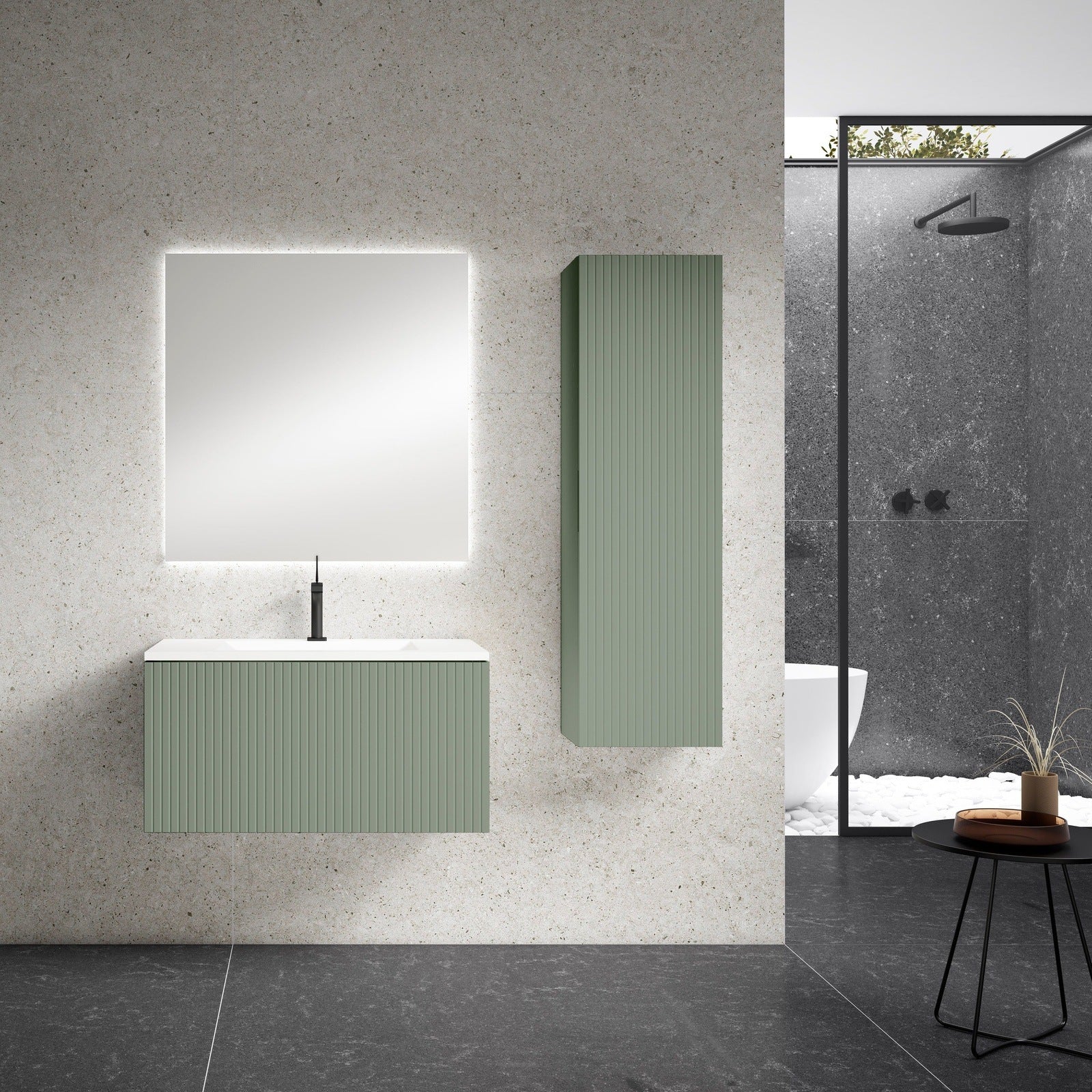 Lucena Bath 48" Bari Floating Vanity with Ceramic Sink in White, Grey, Green or Navy - Backyard Provider
