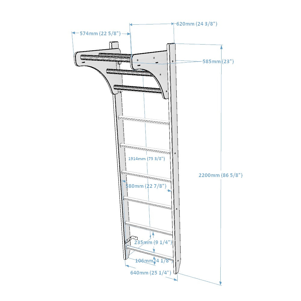 BenchK Wood Swedish Bar w/ Pull Up Bar