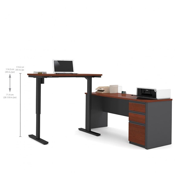 Bestar Prestige + L-Desk with Electric Height Adjustable Table