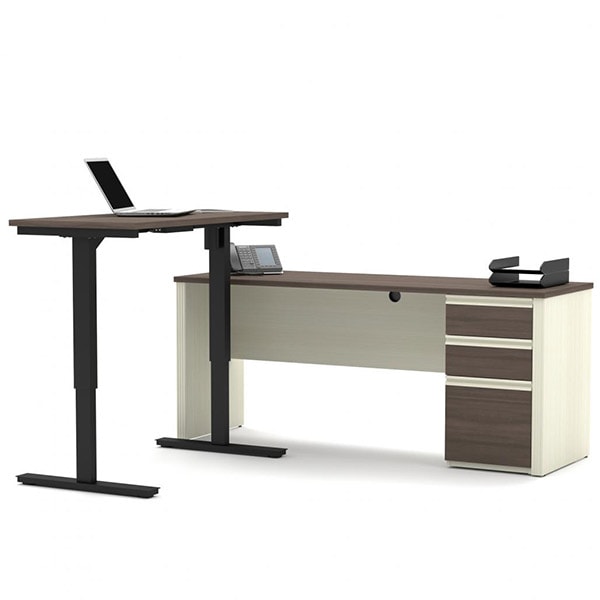 Bestar Prestige + L-Desk with Electric Height Adjustable Table