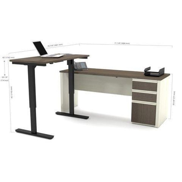 Bestar Prestige + L-Desk with Electric Height Adjustable Table