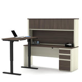 Bestar Prestige + L-Desk with Hutch & Electric Height Adjustable Table