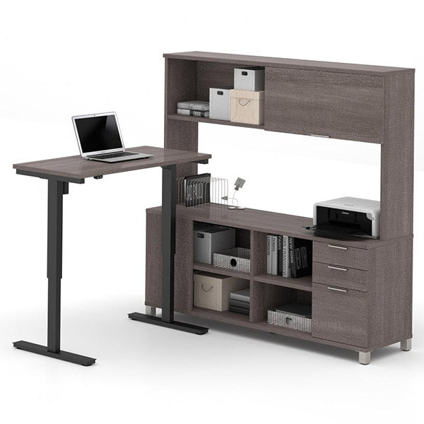 Bestar Pro-Linea L-Desk with Electric Height Adjustable Table