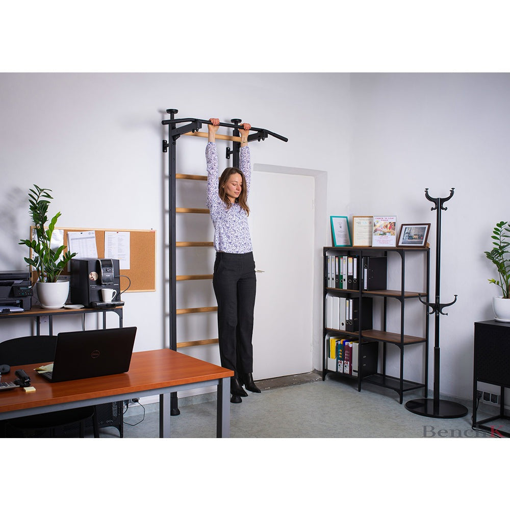 BenchK Steel Swedish Ladder Floor-to-Ceiling Black