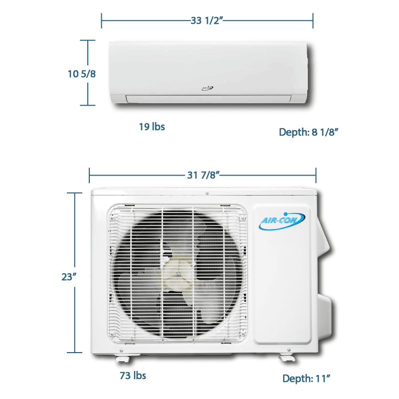 Air-Con Blue Hyper 9000 BTU 26 SEER Hyper Heat Mini Split Air Conditioner 15ft Lineset & Wiring