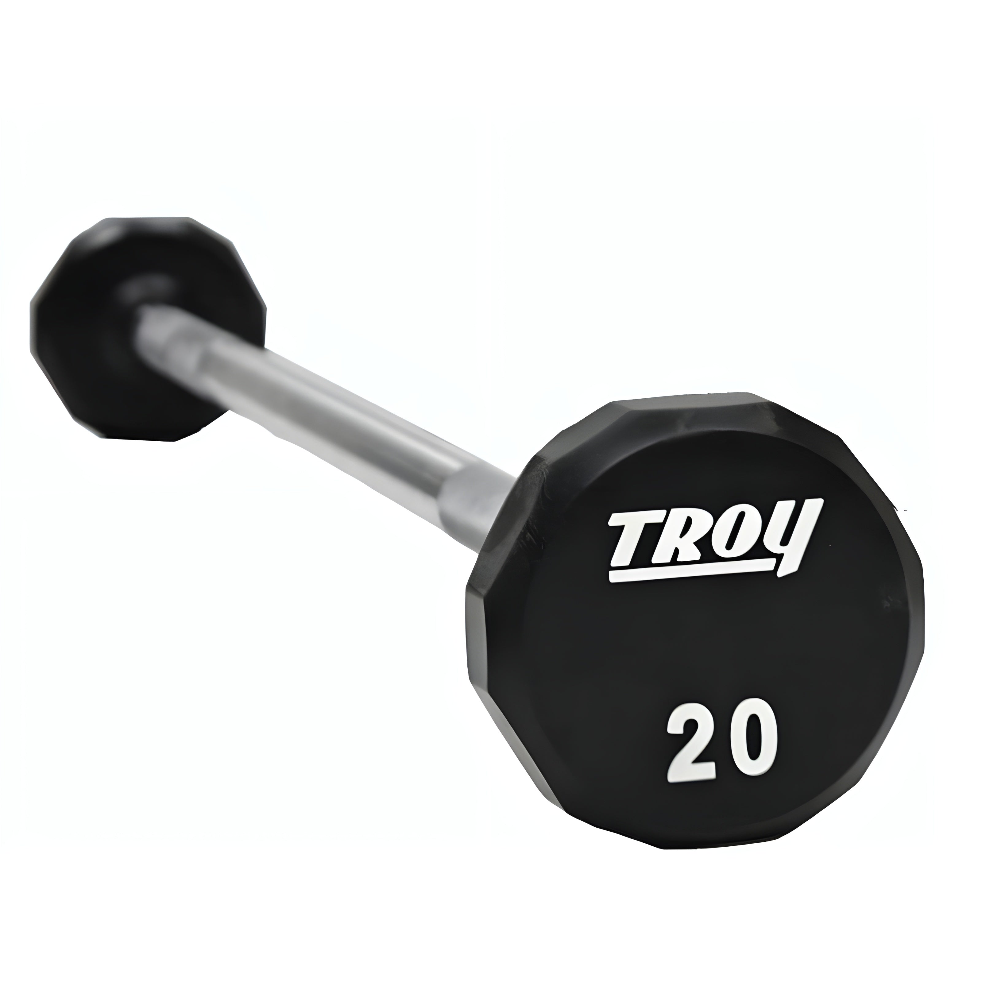 Troy 12-Sided Urethane Straight Barbell Set with Rack - COMMPAC-TSBU110