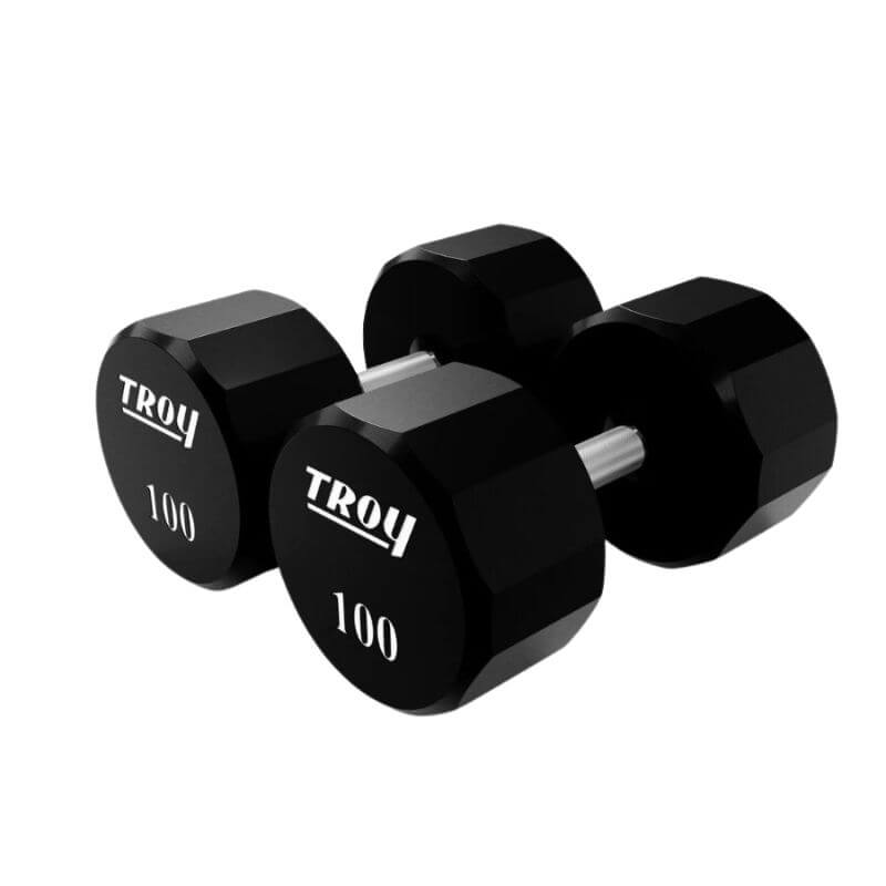 TROY 5-50 lb 12-Sided Urethane Dumbbell Set with Rack -  COMMPAC-TSDU50