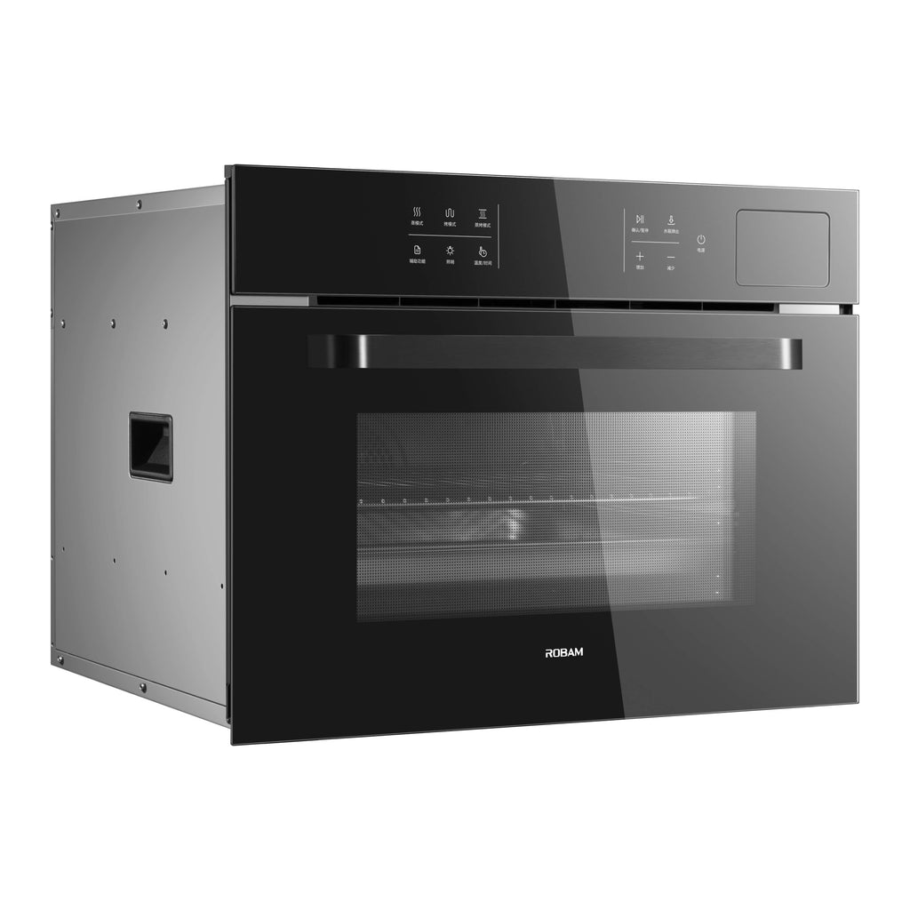 ROBAM 24-Inch Built-In Convection Wall Oven with Air Fry & Steam Cooking in Onyx Black Tempered Glass - CQ760