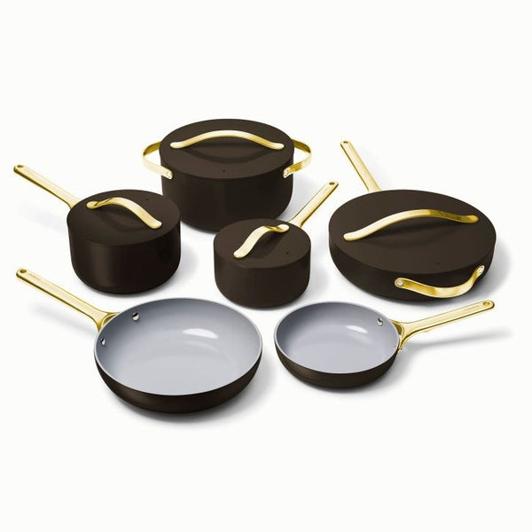 Caraway Deluxe Cookware Set in Black with Gold Handles - Backyard Provider