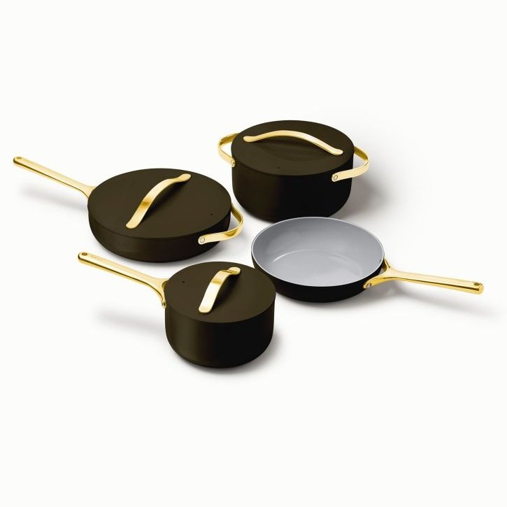 Caraway Deluxe Cookware Set in Black with Gold Handles - Backyard Provider