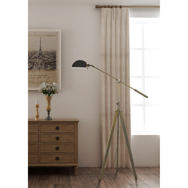 Cal Lighting 60W Cuero On Off Metal Tripod Balanced Arm Floor Lamp With Adjustable Height BO-2832FL-AGB