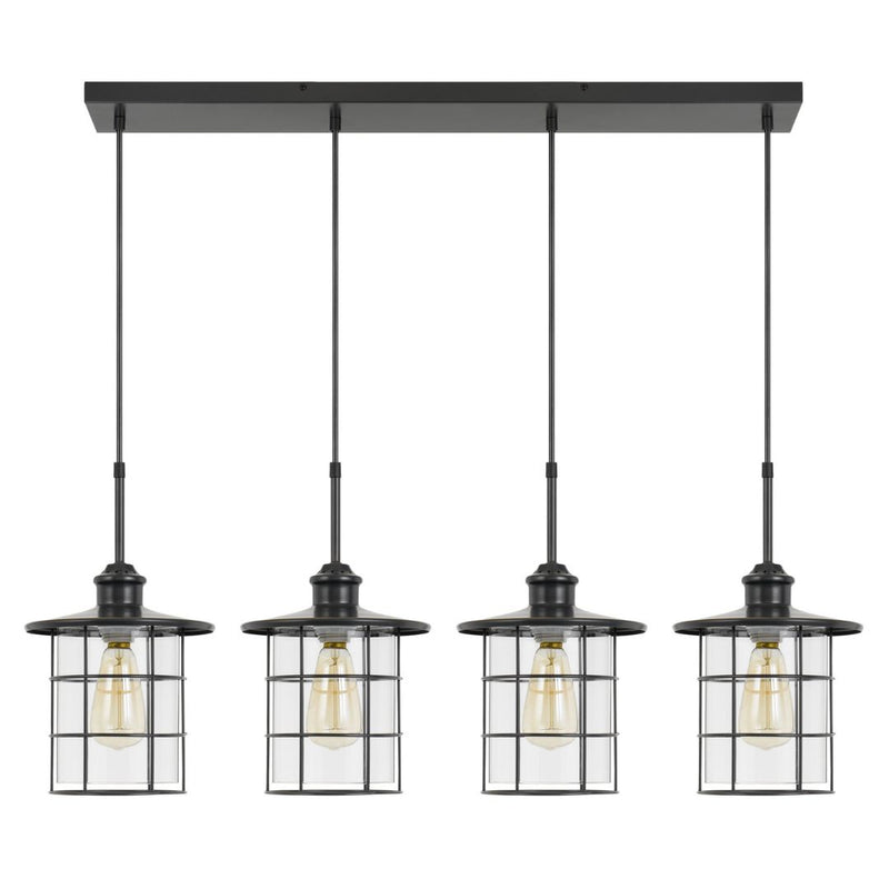 Cal Lighting 60W X 4 Silverton Metal/Glass Pendant Fixture FX-2668-4P