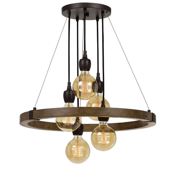 Cal Lighting 60W X 5 Martos Metal/Wood Chandelier FX-3687-5