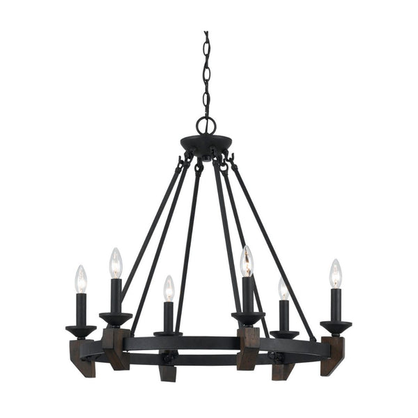 Cal Lighting 60W X 6 Cruz Metal/Wood Chandelier FX-3517-6