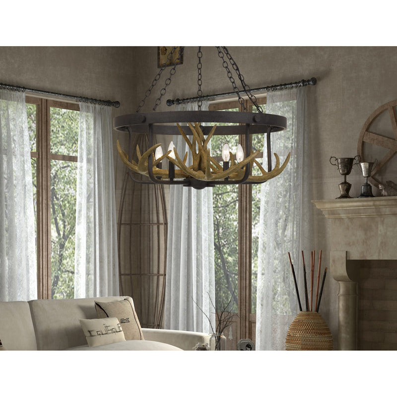 Cal Lighting Angelo 60W X 5 Metal Antler Chandelier FX-3703-5