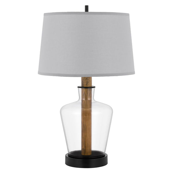 Cal Lighting Salford Glass/Wood Table Lamp With Taper Drum Hardback Shade BO-3031TB