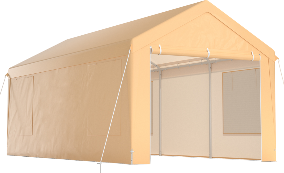 Costway Heavy-Duty Carport 10 x 20 Ft with Removable Sidewalls New - AW10007YW