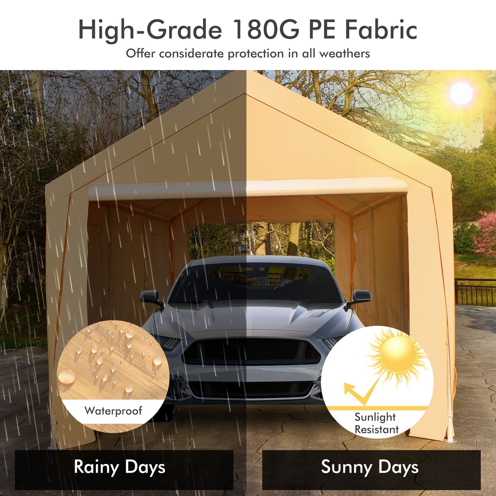 Costway Heavy-Duty Carport 10 x 20 Ft with Removable Sidewalls New - AW10007YW