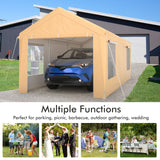 Costway Heavy-Duty Carport 10 x 20 Ft with Removable Sidewalls New - AW10007YW