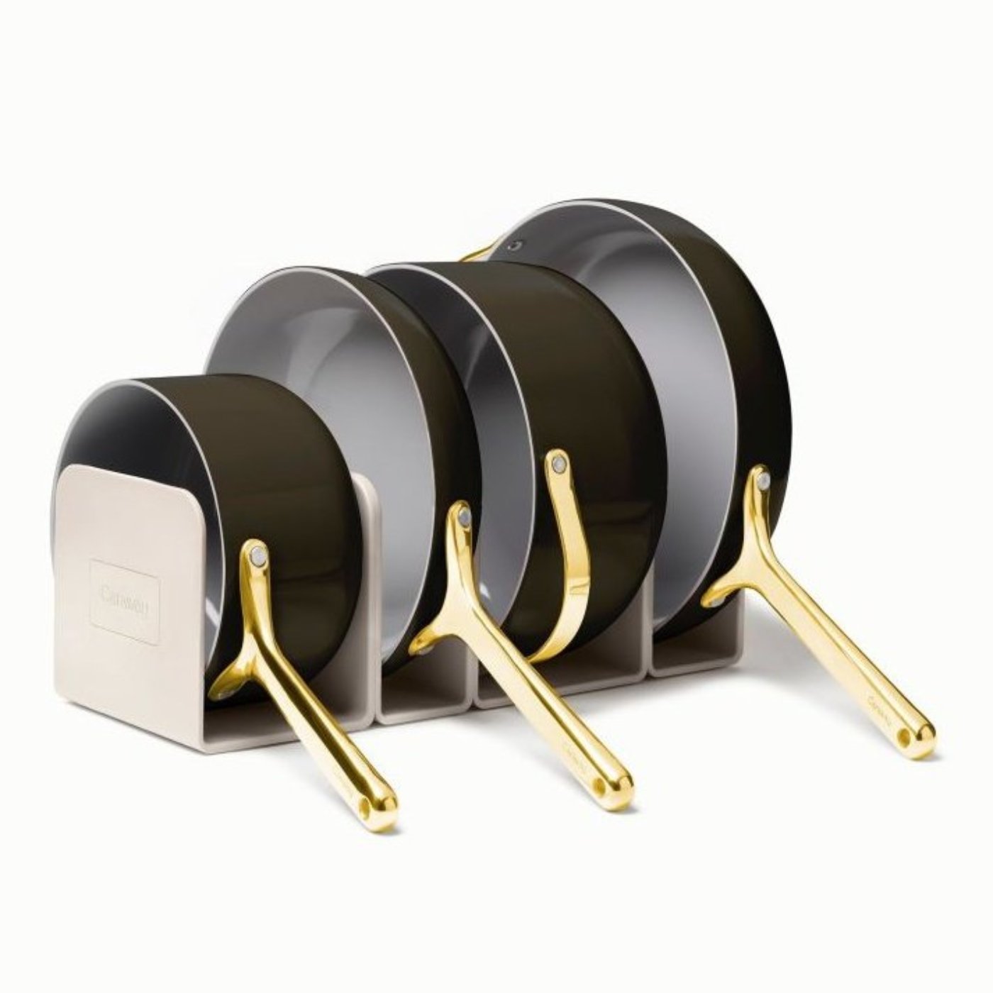 Caraway Non-Toxic and Non-Stick Cookware Set in Black with Gold Handles - Backyard Provider