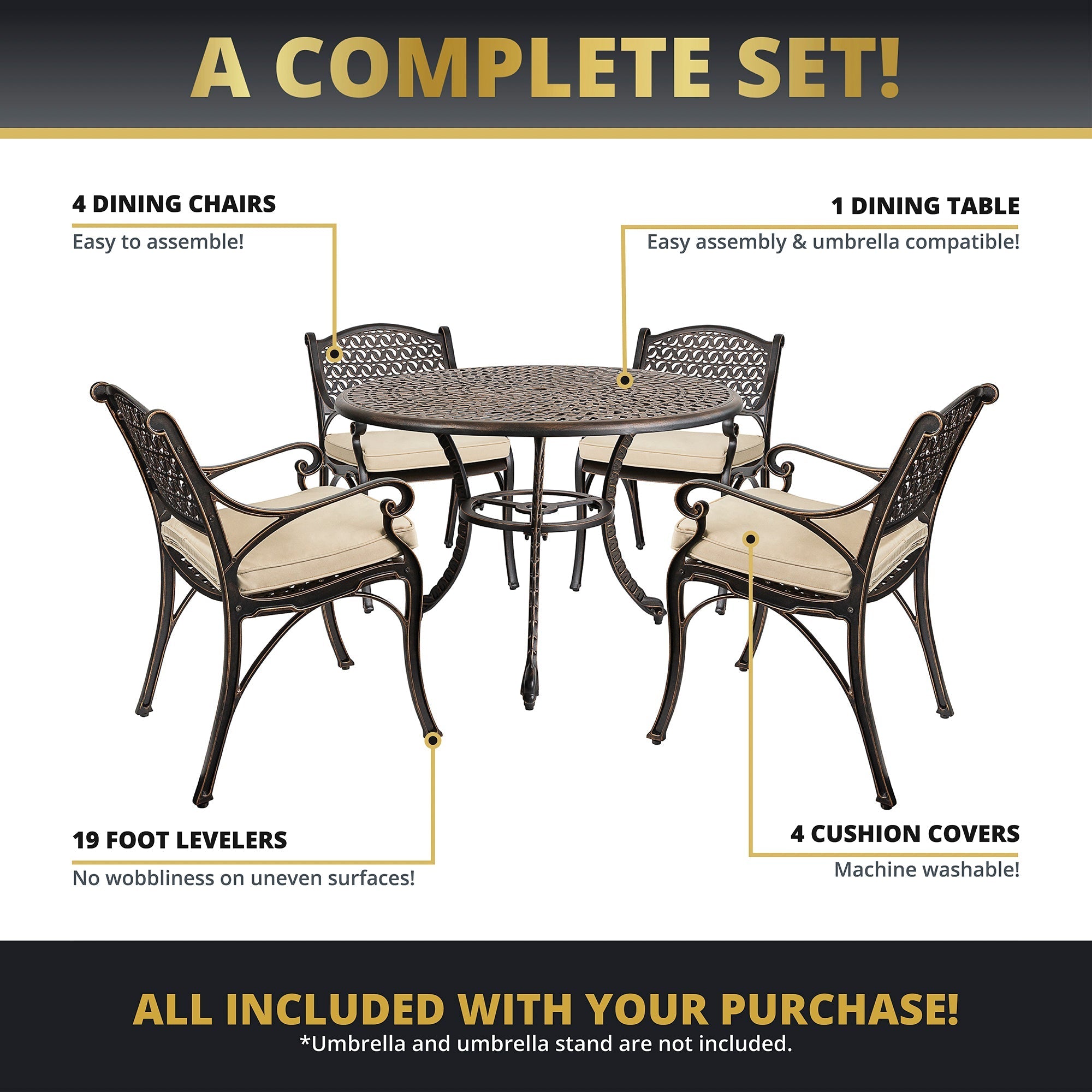 Harmon 5-Piece Outdoor Dining Set for Patio