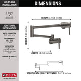 Delta Wall Mount Contemporary Pot Filler in in Black Stainless - 1165LF-KS