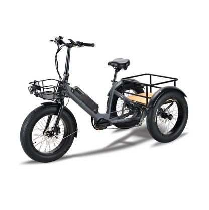 Surface 604 500W 48V Trio Mid Drive Folding Step-Thru Fat Tire Trike Electric Bike - EB-S6-TRIO-GRY