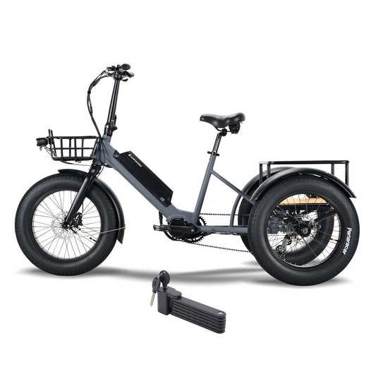 Surface 604 500W 48V Trio Mid Drive Folding Step-Thru Fat Tire Trike Electric Bike - EB-S6-TRIO-GRY