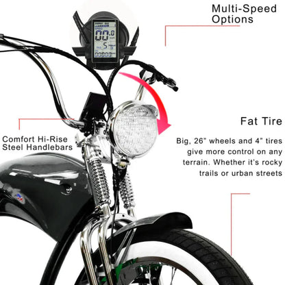 Tracer 500W 26" Twenty5 DS Cruiser Electric Bike - MB-EB-TWENTY5-DS-BK