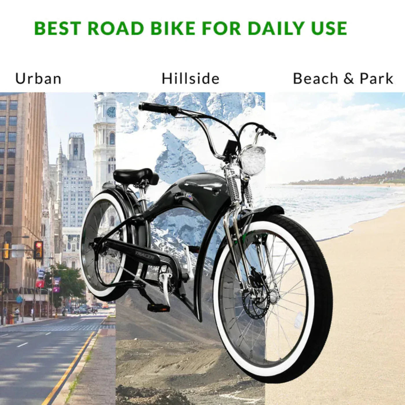 Tracer 500W 26" Twenty5 DS Cruiser Electric Bike - MB-EB-TWENTY5-DS-BK