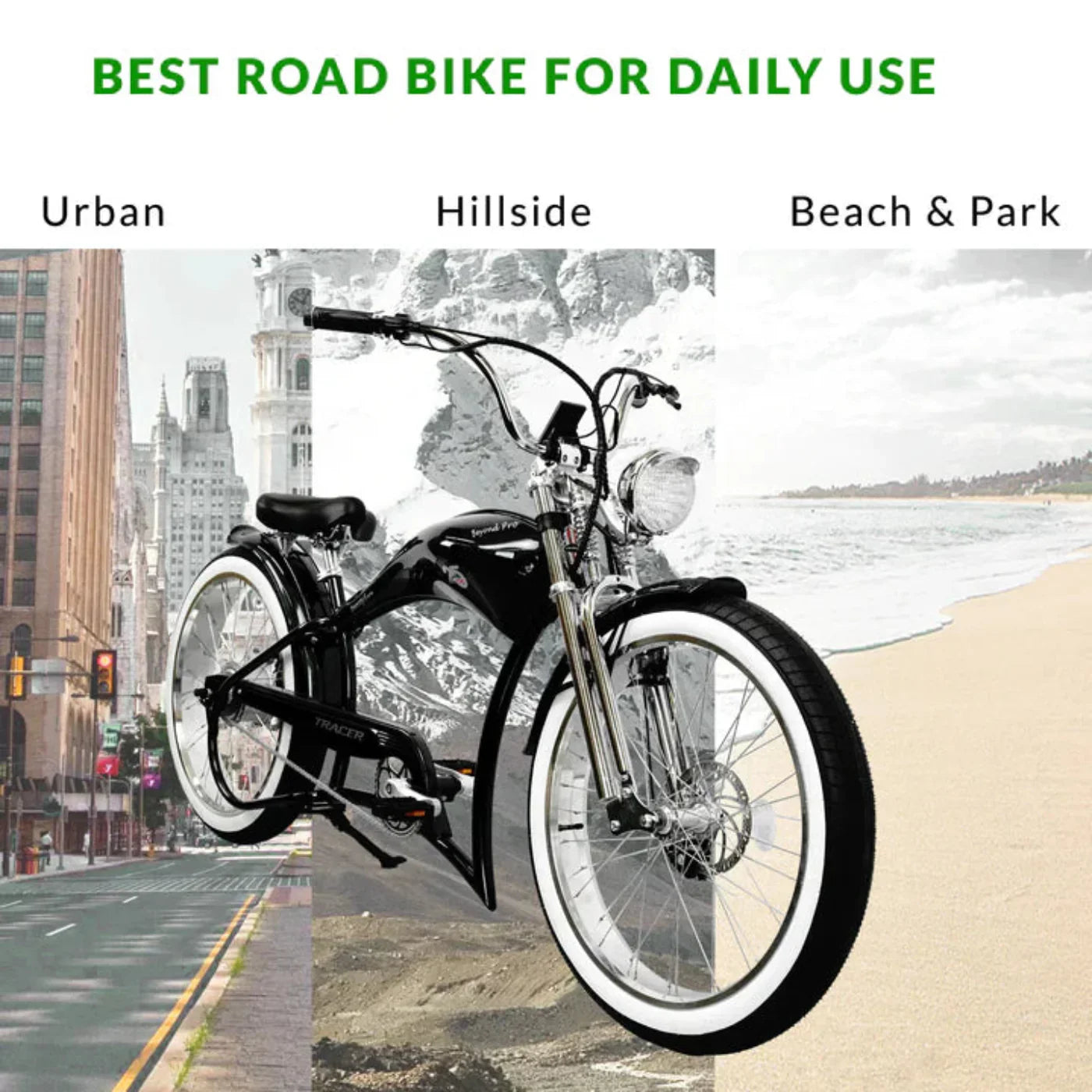 Tracer 500W 26" Twenty5 GTS Cruiser Electric Bike - MB-EB-TWENTY5-GTS-BK/ PLS