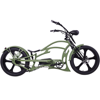 Tracer 800W 48V Raptor Pro DS Chopper Stretch Cruiser Fat Tire Electric Bike - EB-MB-RAPTOR PRO DS-WHI/WHI