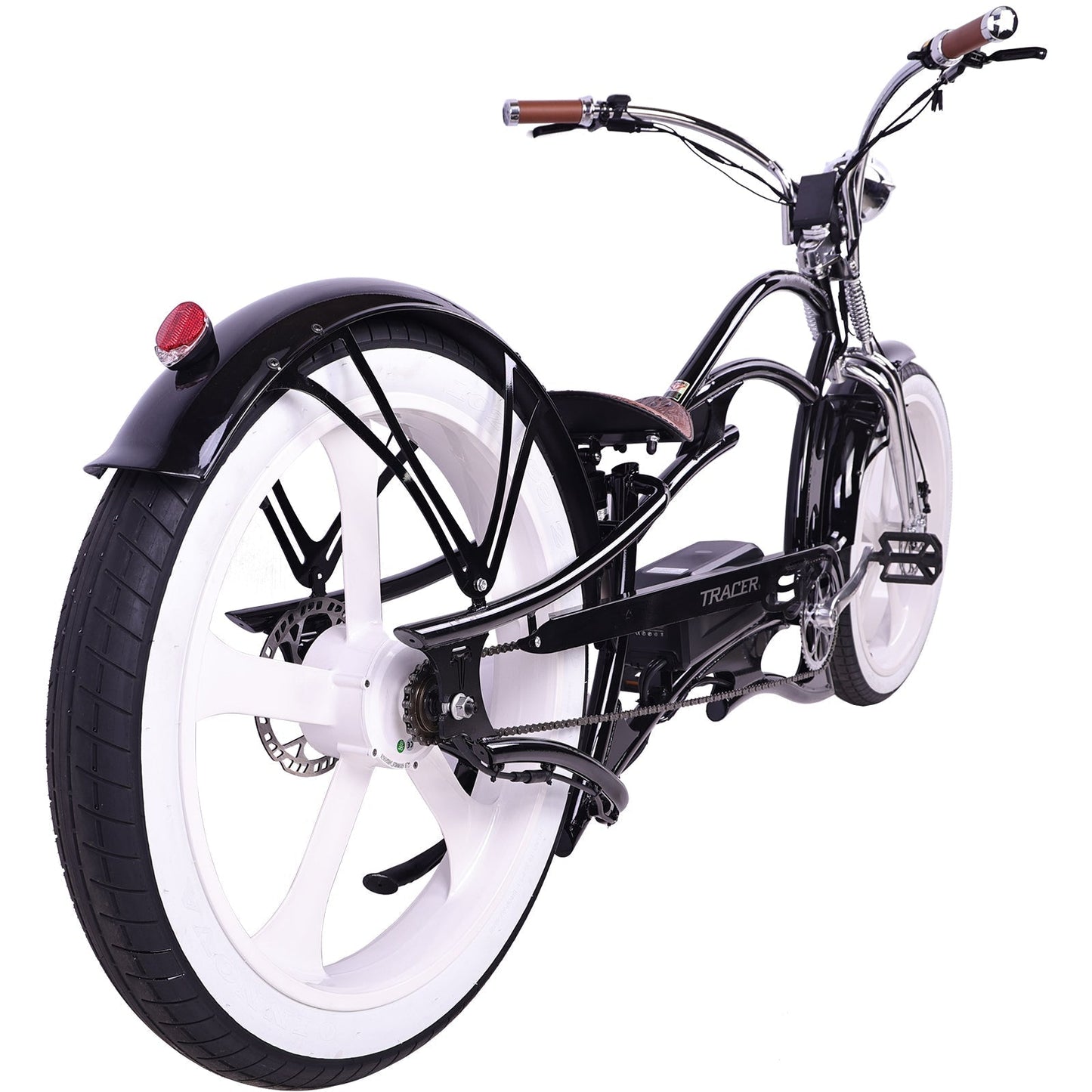 Tracer 800W 48V Raptor Pro DS Chopper Stretch Cruiser Fat Tire Electric Bike - EB-MB-RAPTOR PRO DS-WHI/WHI
