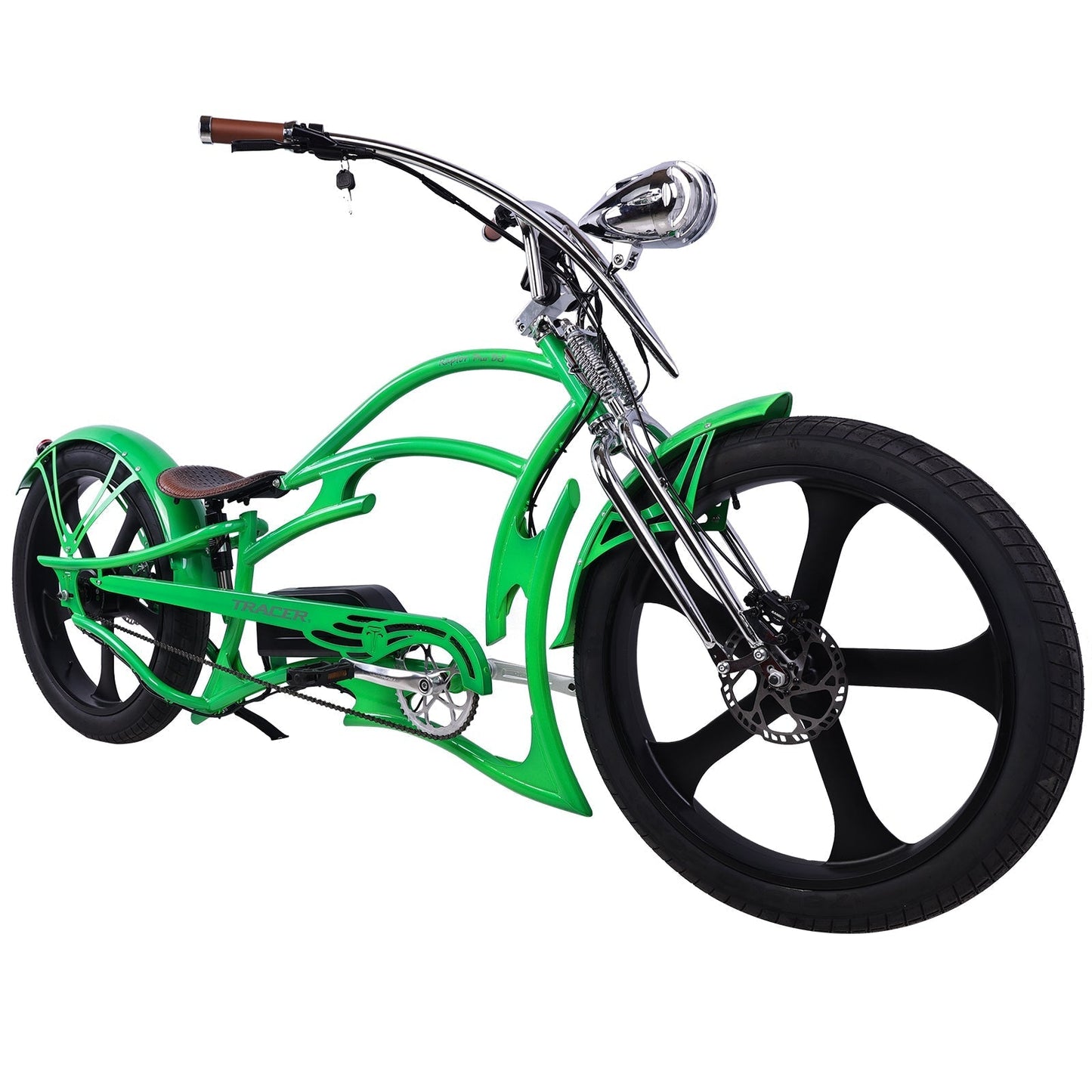 Tracer 800W 48V Raptor Pro DS Chopper Stretch Cruiser Fat Tire Electric Bike - EB-MB-RAPTOR PRO DS-WHI/WHI